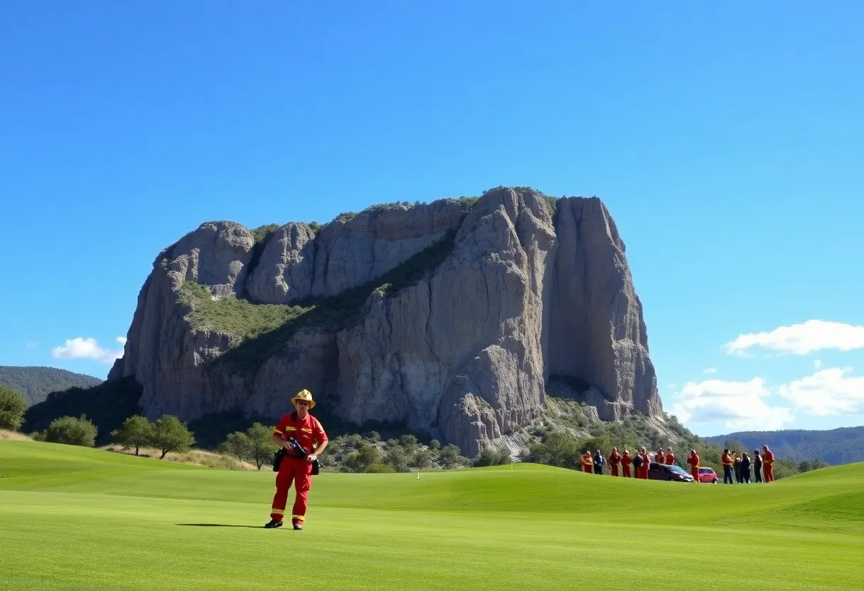 Rescue operation at a golf course quarry