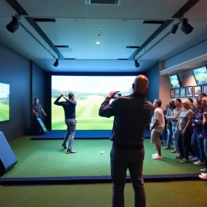 Indoor golf simulation event during GOLFZON Tour Championship