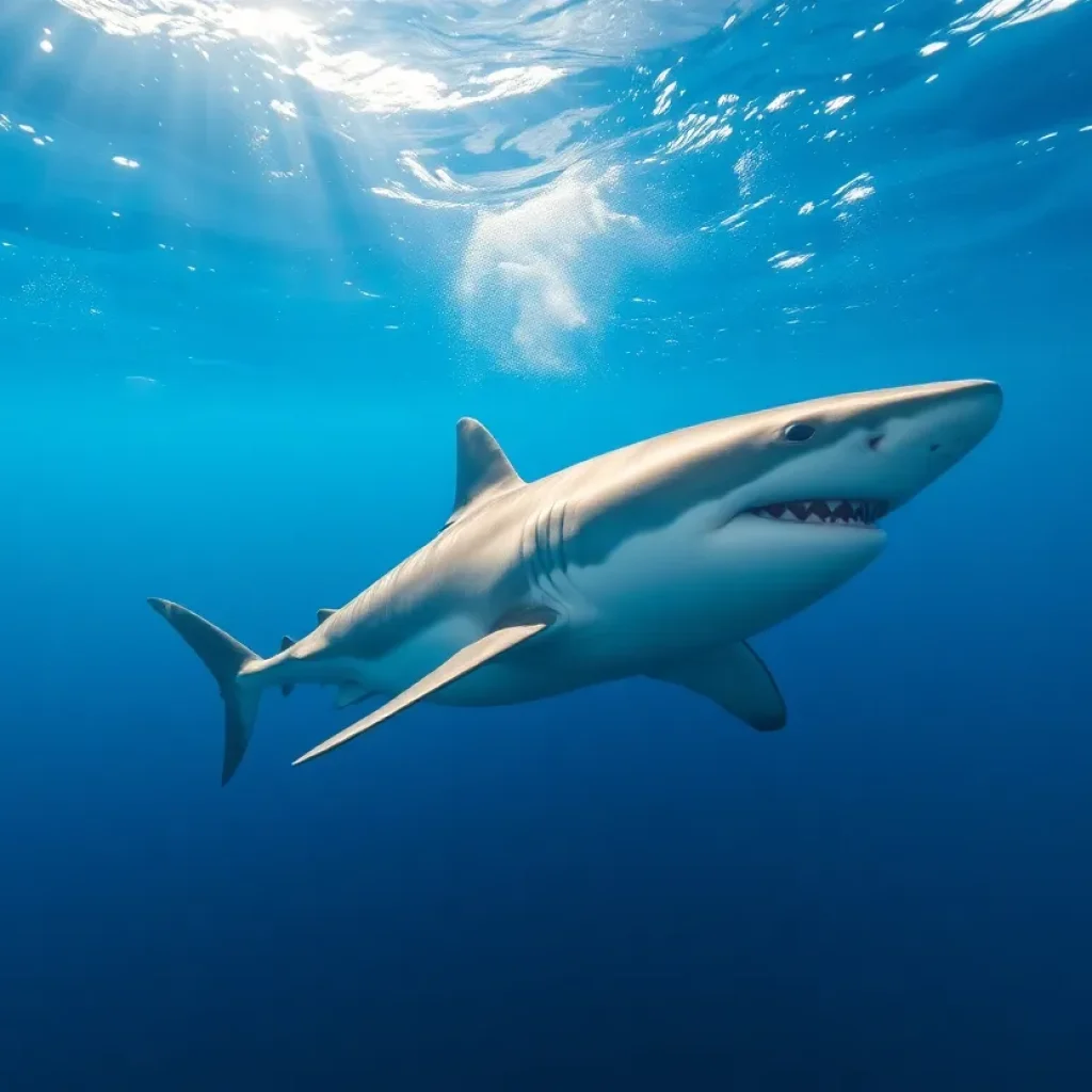 Great white shark swimming off Florida's east coast