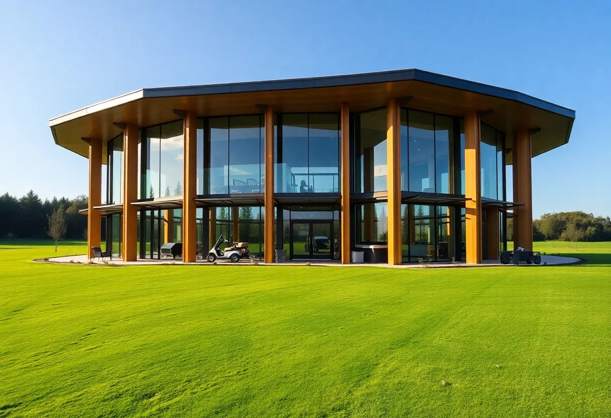 Exterior view of the Haesley Nine Bridges Clubhouse in South Korea