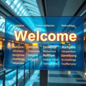 Hologram welcome message at Jacksonville Airport