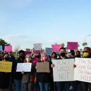 Community members gather in Jacksonville showing support for child protection.