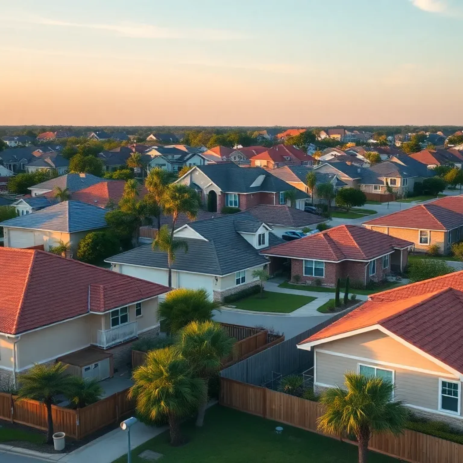 Suburban neighborhood in Jacksonville showing various housing types.