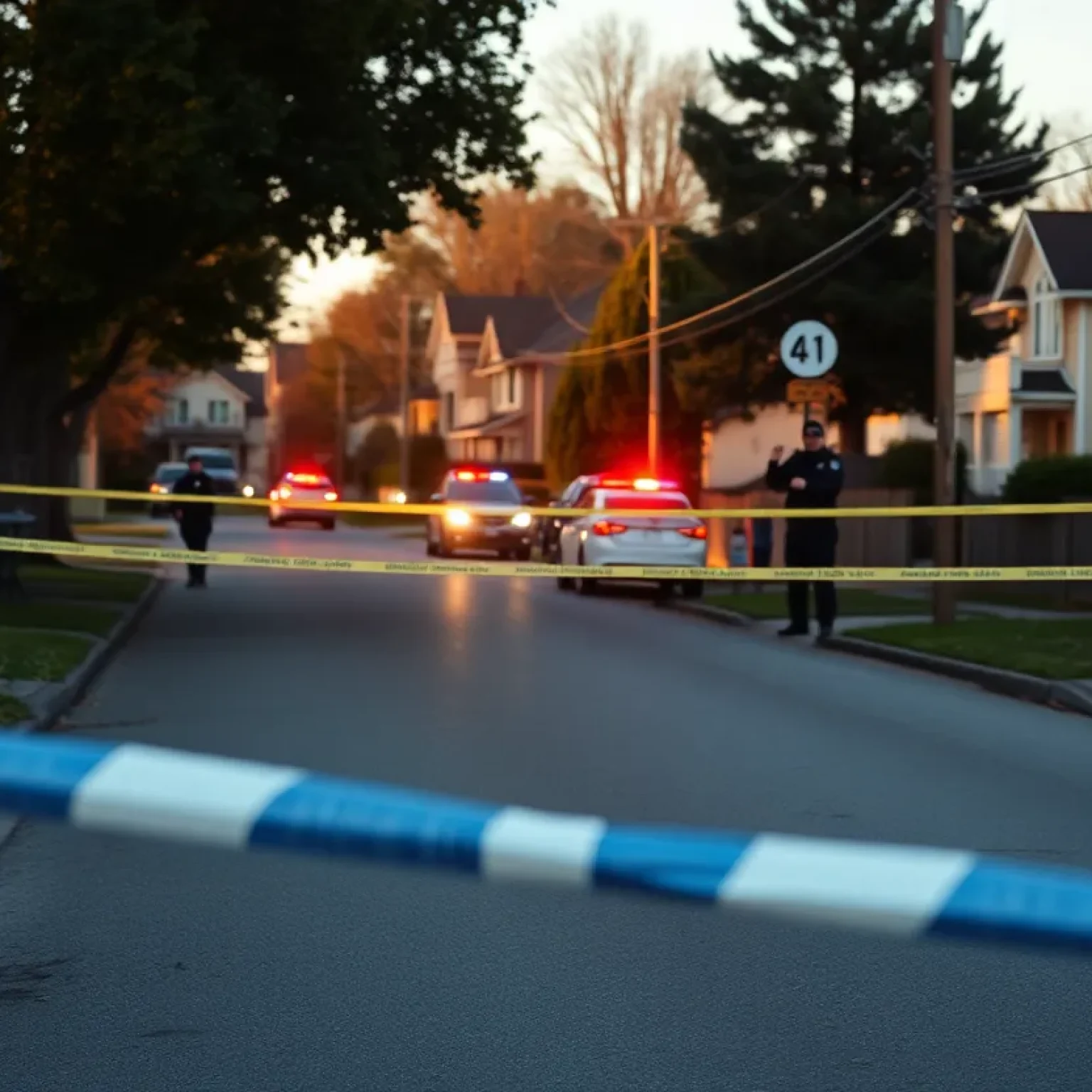 Scene of a police investigation in a Jacksonville neighborhood after a shooting incident.