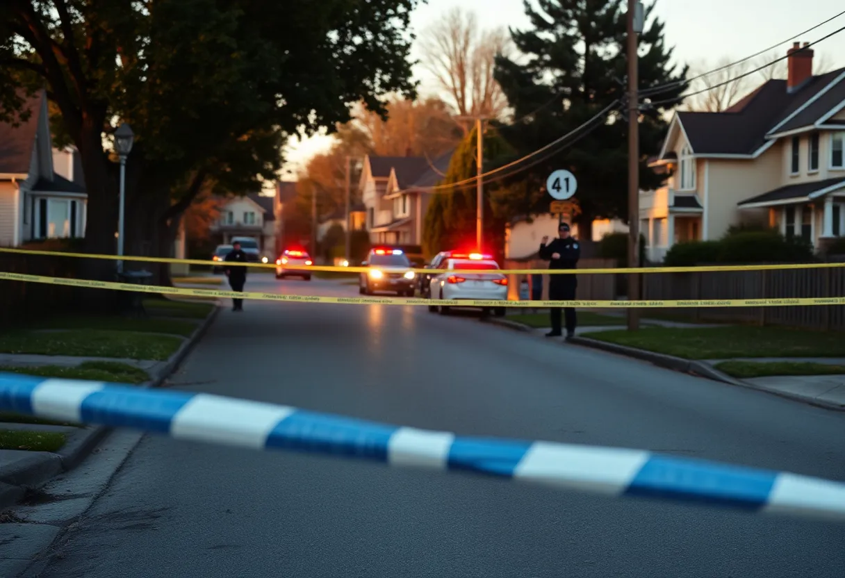 Scene of a police investigation in a Jacksonville neighborhood after a shooting incident.