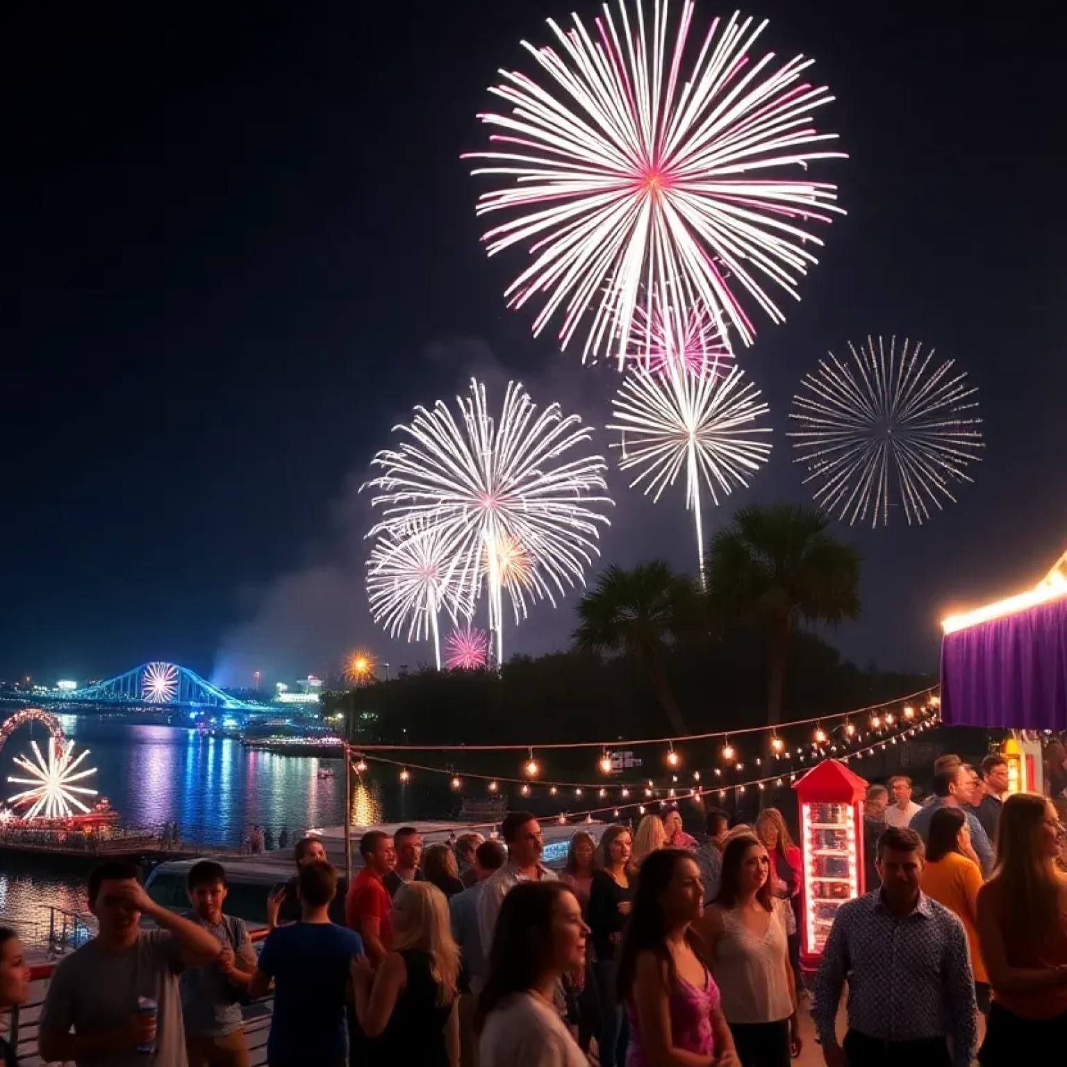 Fireworks over the St. Johns River during Jacksonville's New Year's Eve celebration