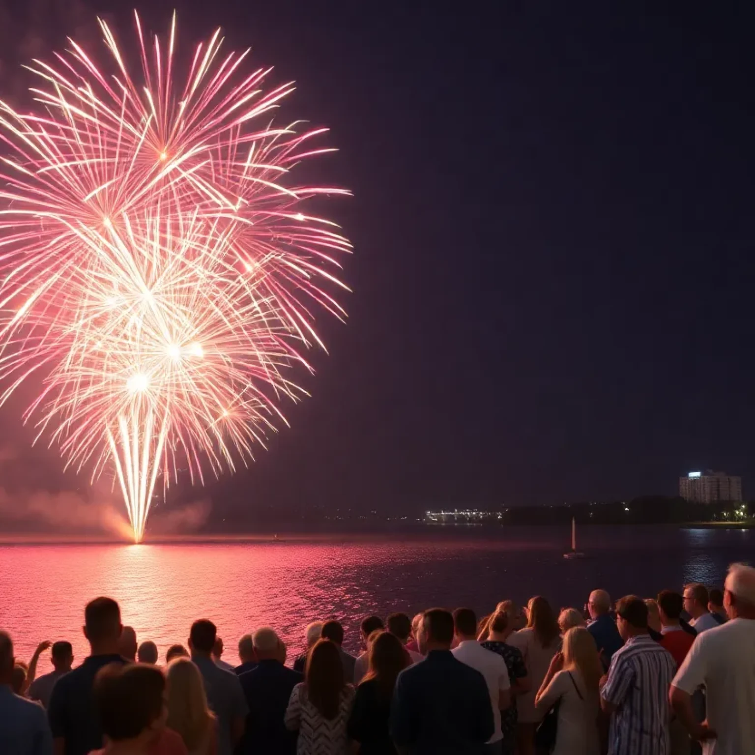 Fireworks illuminating the night sky over the St. Johns River in Jacksonville on New Year’s Eve.