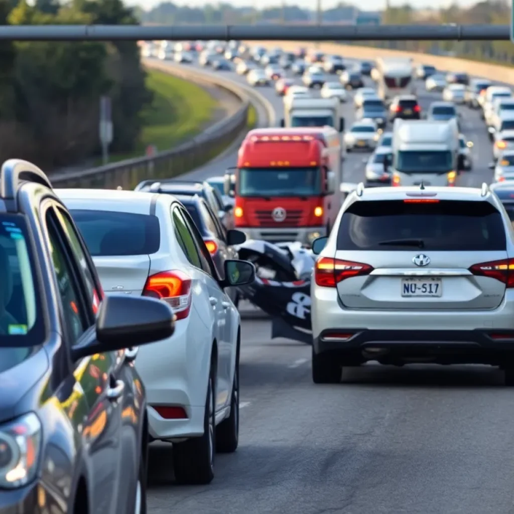 Traffic jam in Jacksonville caused by accident