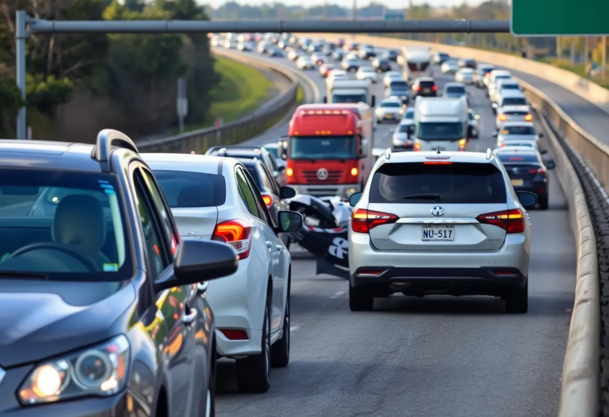 Traffic jam in Jacksonville caused by accident