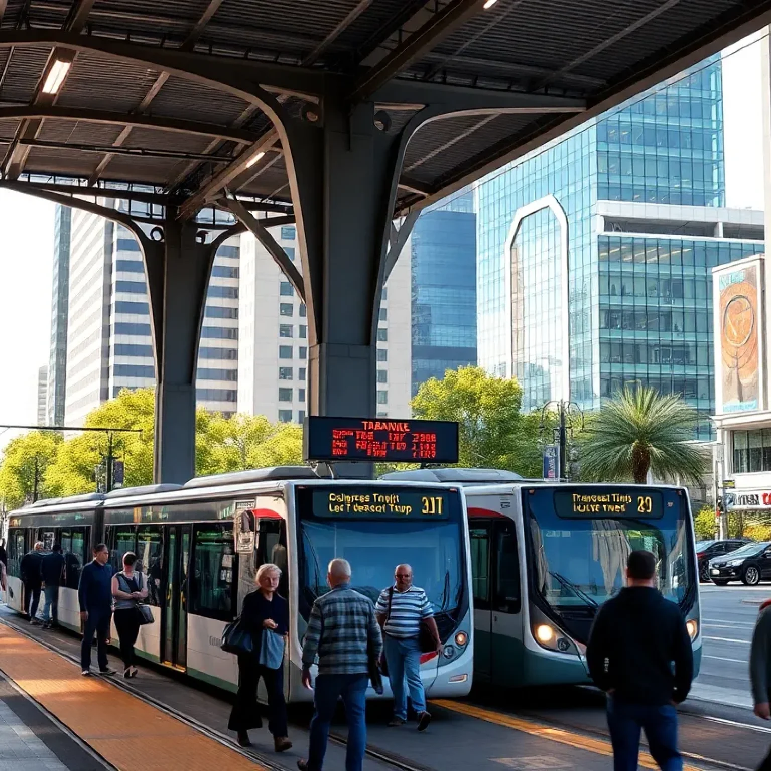 Conceptual image of a modern transit hub in Jacksonville, showcasing various transport options.