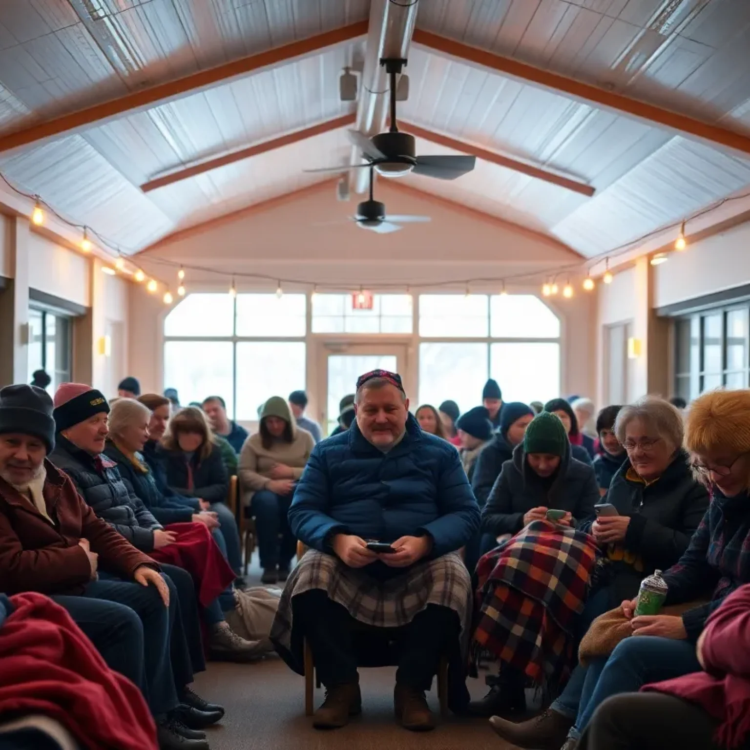 Residents inside a Jacksonville warming center during cold weather