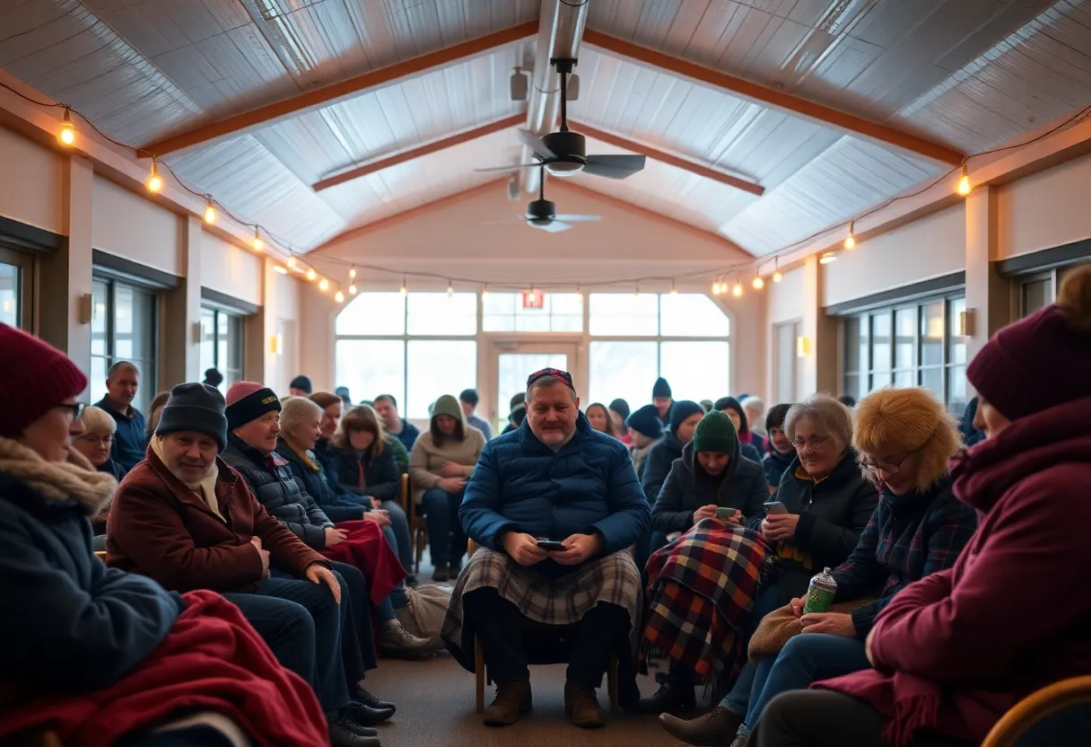 Residents inside a Jacksonville warming center during cold weather