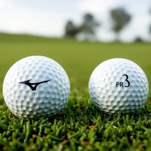 Mizuno Pro X and Pro S golf balls displayed on a golf course