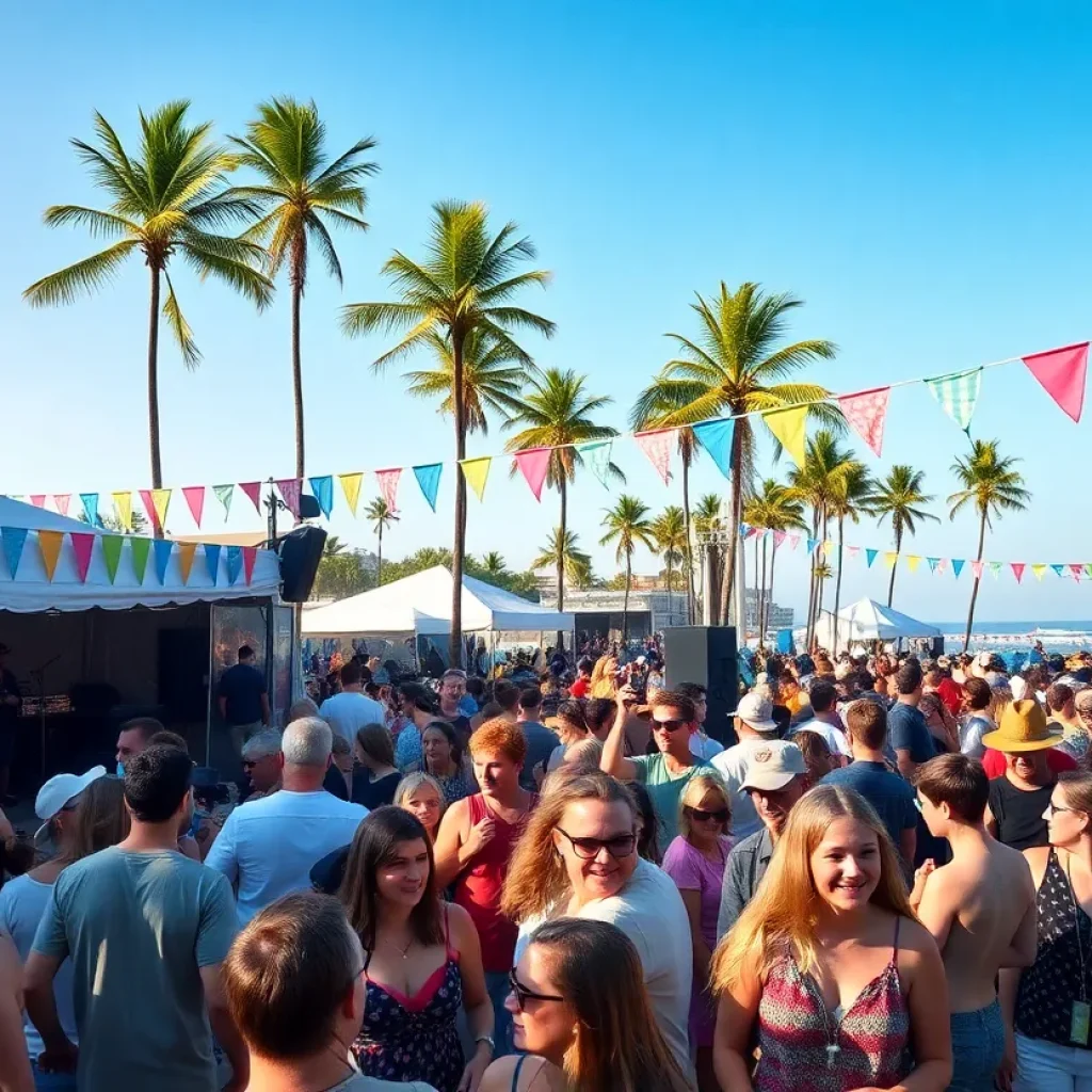 Crowd enjoying live music at Nature Life Music Festival on the beach