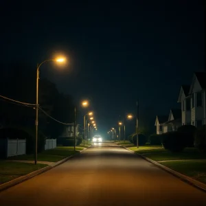 Night view of a residential neighborhood in Palm Bay