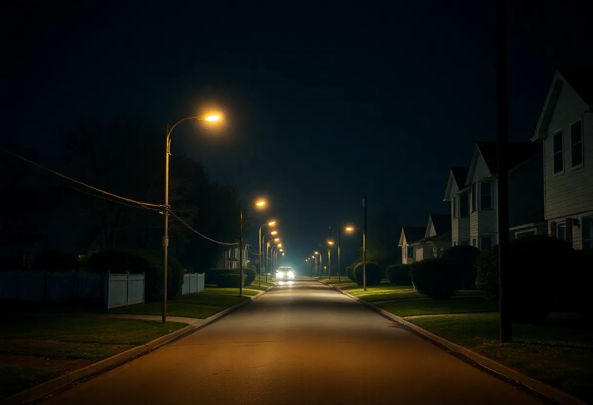 Night view of a residential neighborhood in Palm Bay