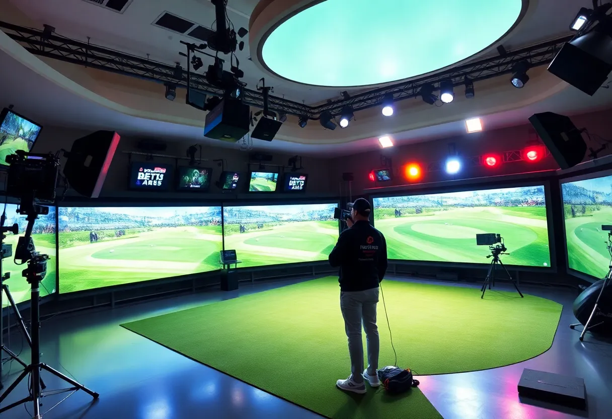 Interior view of the PGA Tour Studios showcasing modern media production facilities.