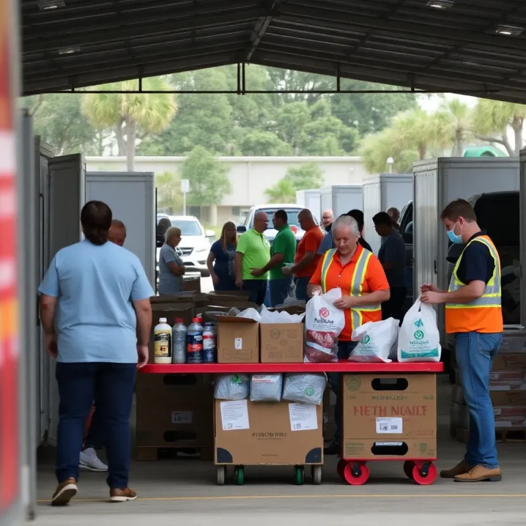 Volunteers distributing fuel and supplies in Plant City after Hurricane Milton