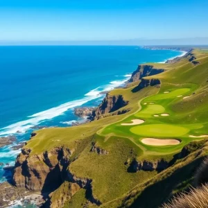 Scenic view of Point Hardy Golf Club with ocean backdrop