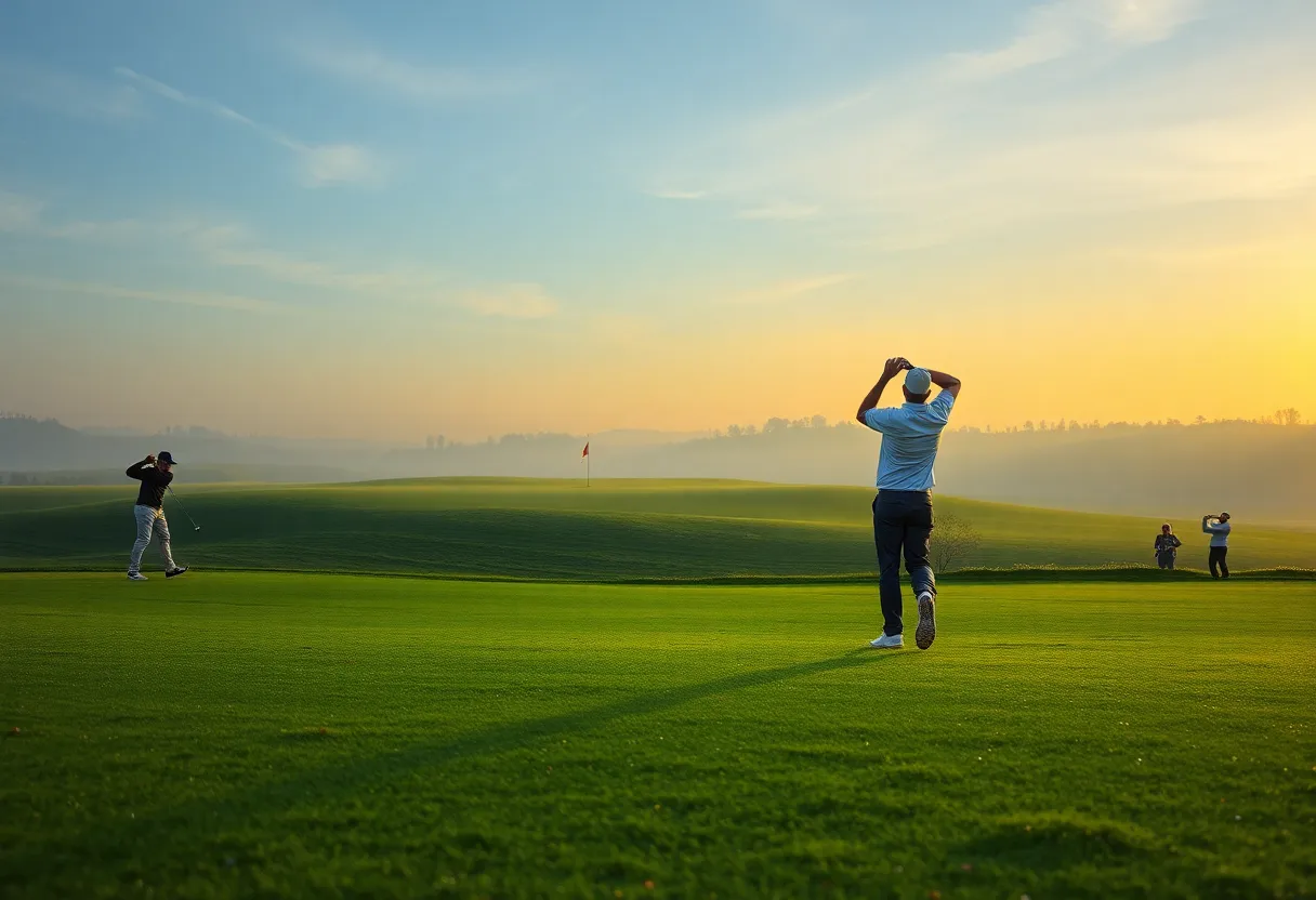 A picturesque golf course at The Sea Pines Resort with golfers playing.