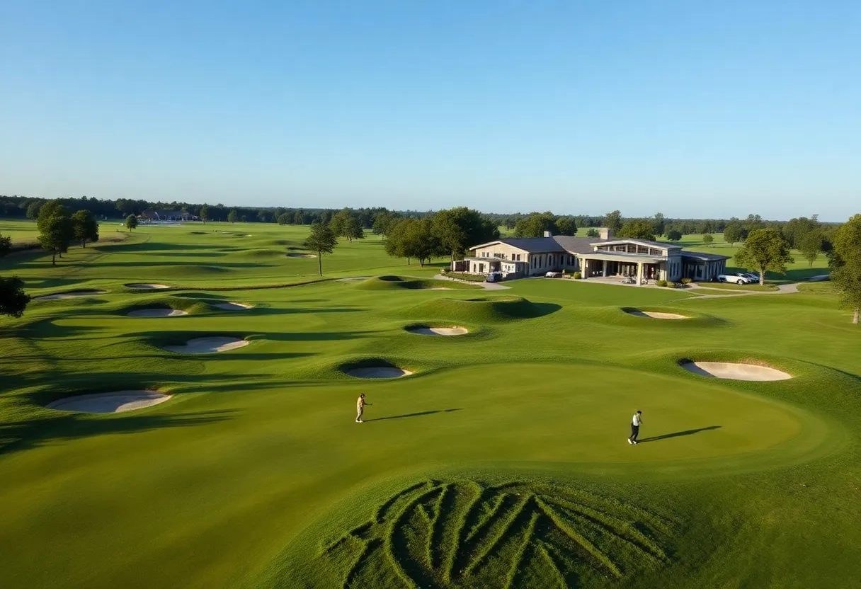 Aerial view of the renovated Seminole Legacy Golf Club showcasing its new fairways and clubhouse.