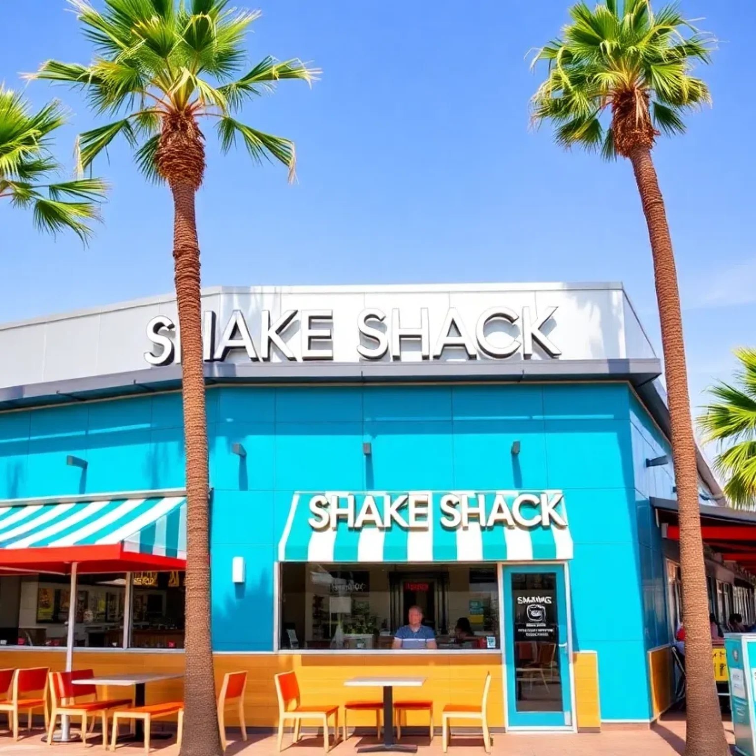 Exterior view of Shake Shack in Jacksonville Beach with outdoor seating