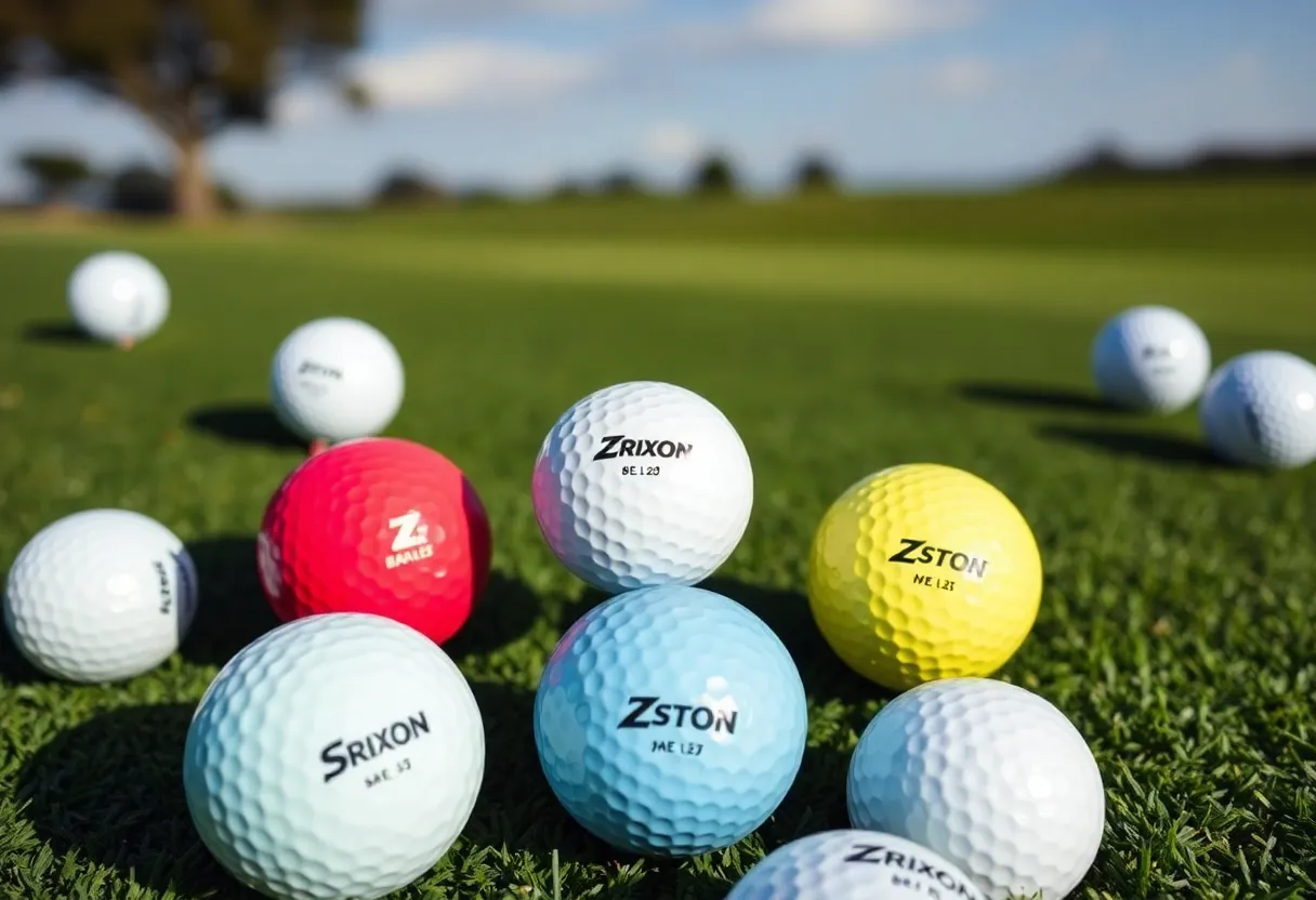 New Srixon Z-STAR golf balls in vibrant colors on a golf course