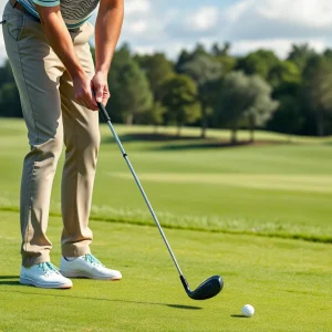 Golf player using Callaway golf equipment on the course