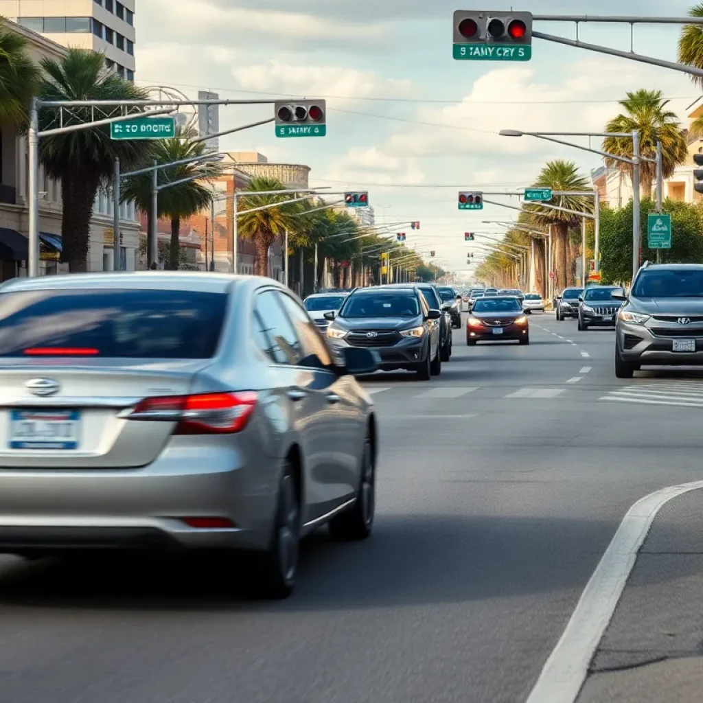 Pedestrians facing traffic on Seaboard Avenue in Jacksonville