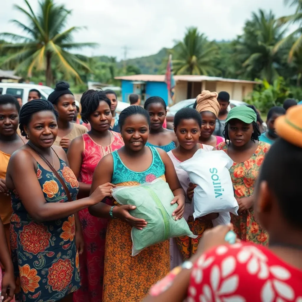 Vanuatu community members coming together for relief efforts after the earthquake.