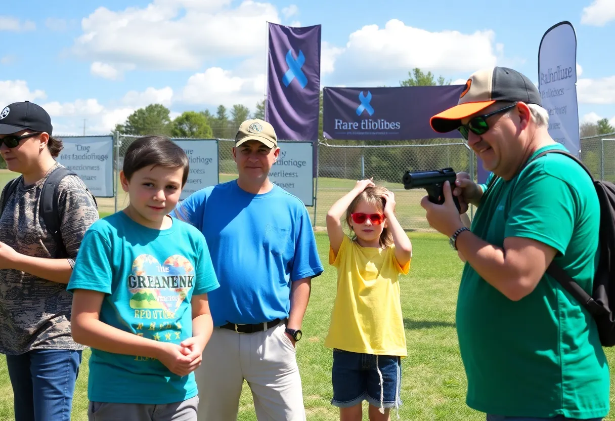 Families and participants at a clay shoot fundraiser for rare disease awareness in Jacksonville.