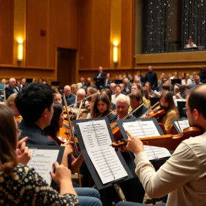 Musicians performing at the Jacksonville Symphony hall