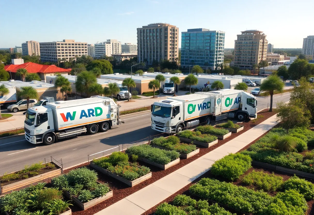 City of Jacksonville with waste management trucks and community enhancements.