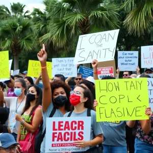 Demonstrators in Central Florida protesting against government policies.