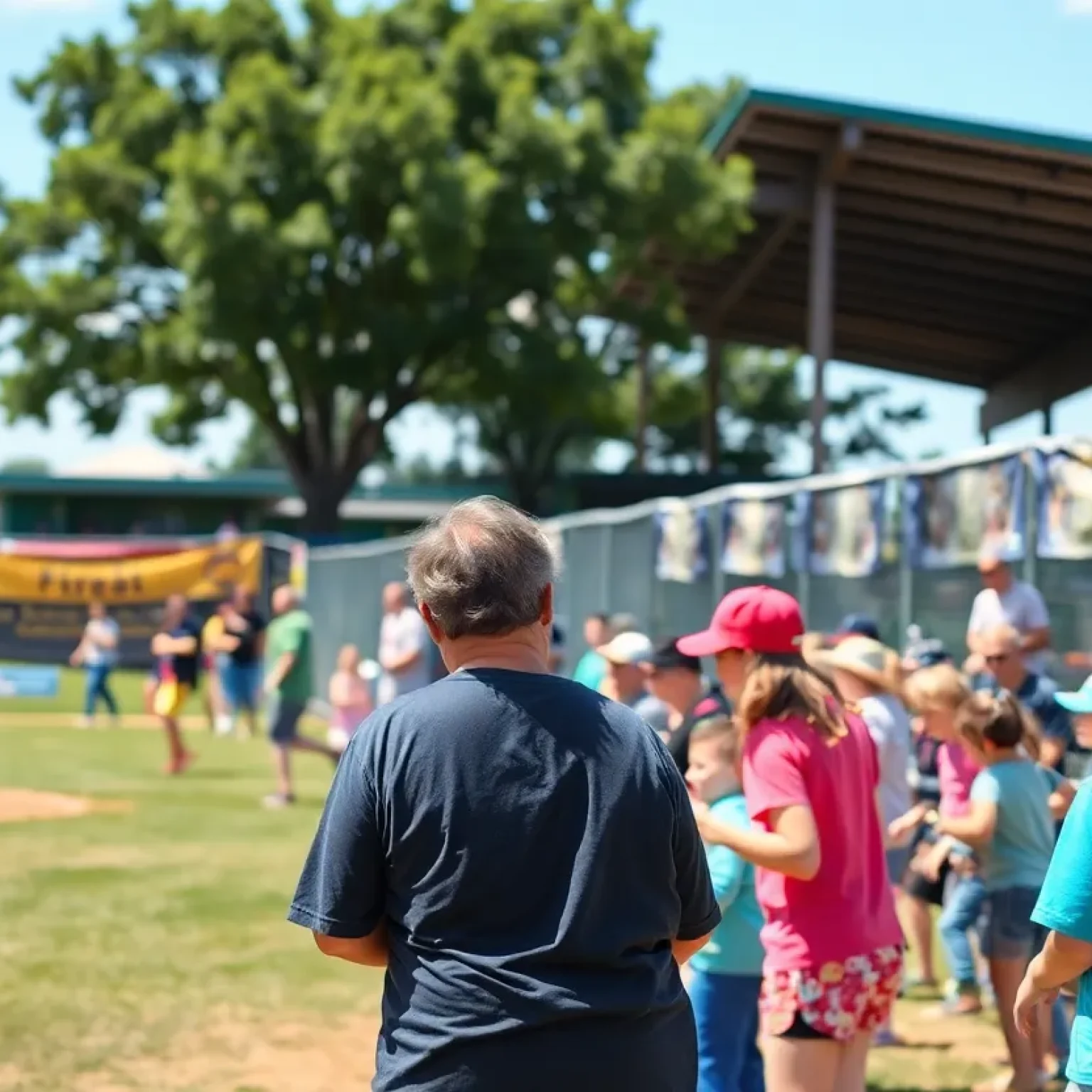 Community members enjoying the annual charity softball game in Jacksonville.