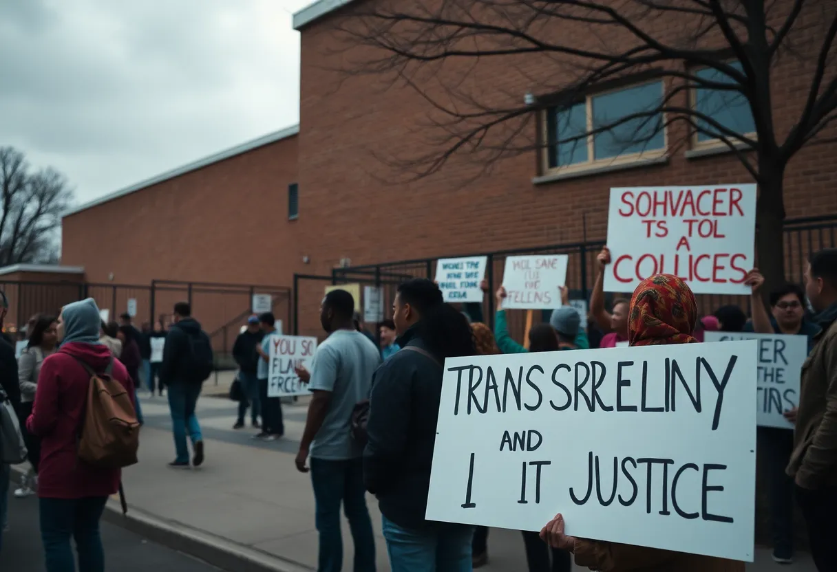 Protesters rallying outside Jacksonville jail demanding justice and transparency.