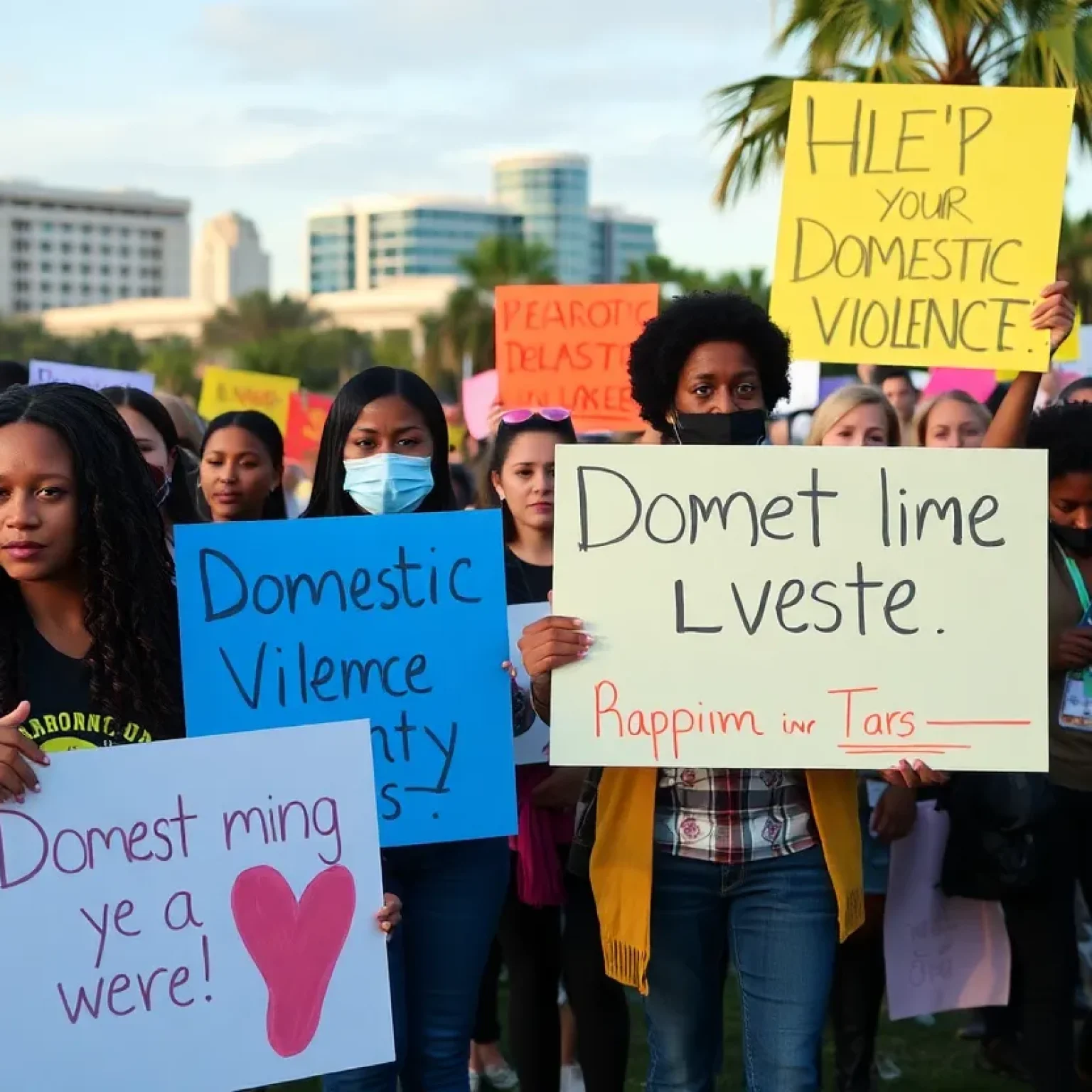 Community gathering in Jacksonville for domestic violence awareness