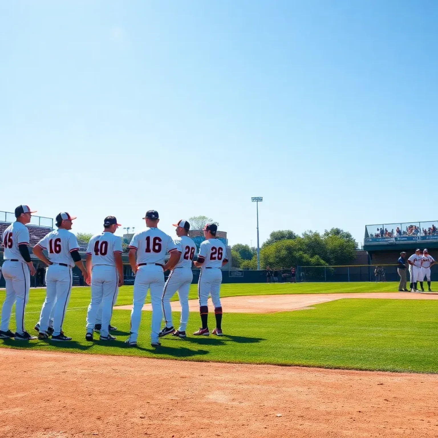 FGCU baseball team huddling during a game