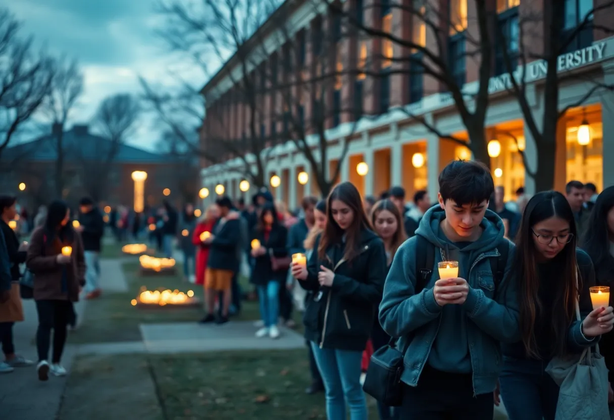 Candlelight vigil at Florida State University after a shooting incident