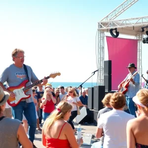Crowd enjoying live blues music at Jacksonville Beach Festival