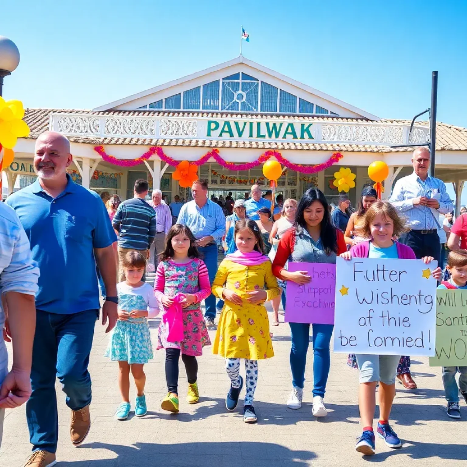 Families and community members participating in the Walk For Wishes at Jacksonville Beach