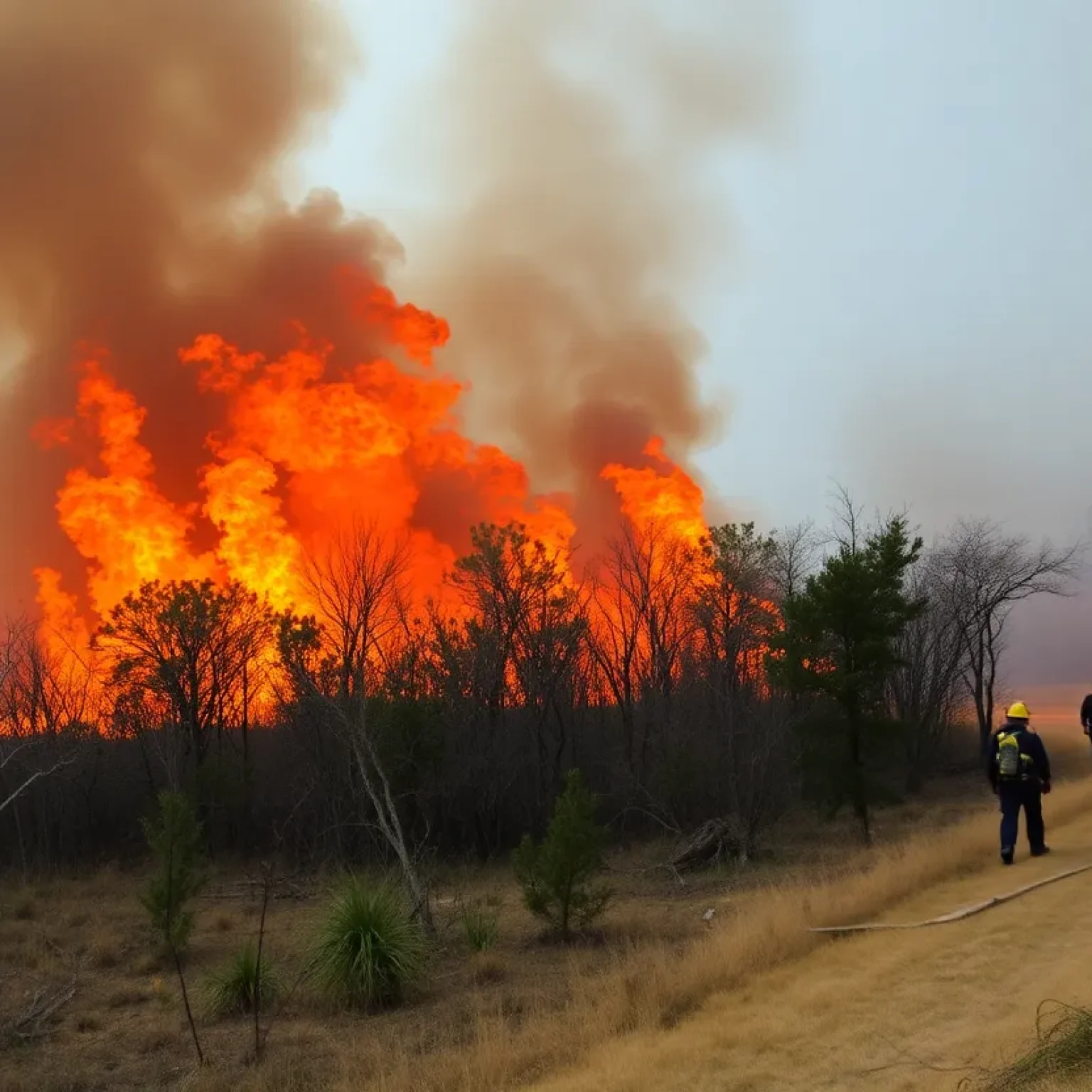 Firefighters battling a brush fire in Jacksonville