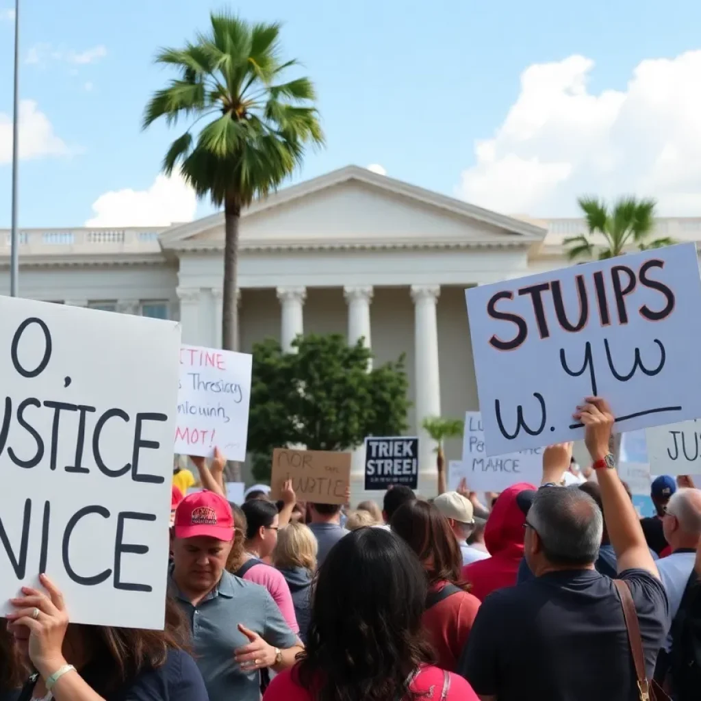 Protesters in Jacksonville demanding justice in response to an inmate's death.