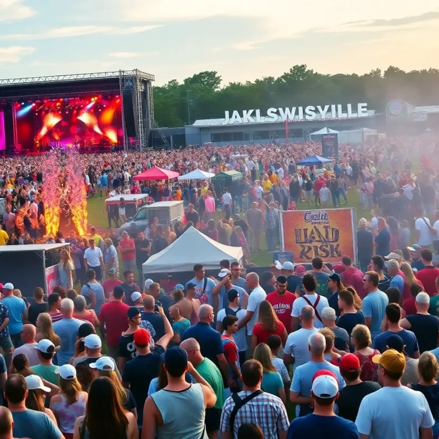 Collage of Jacksonville events including concerts, fairs, and sports.