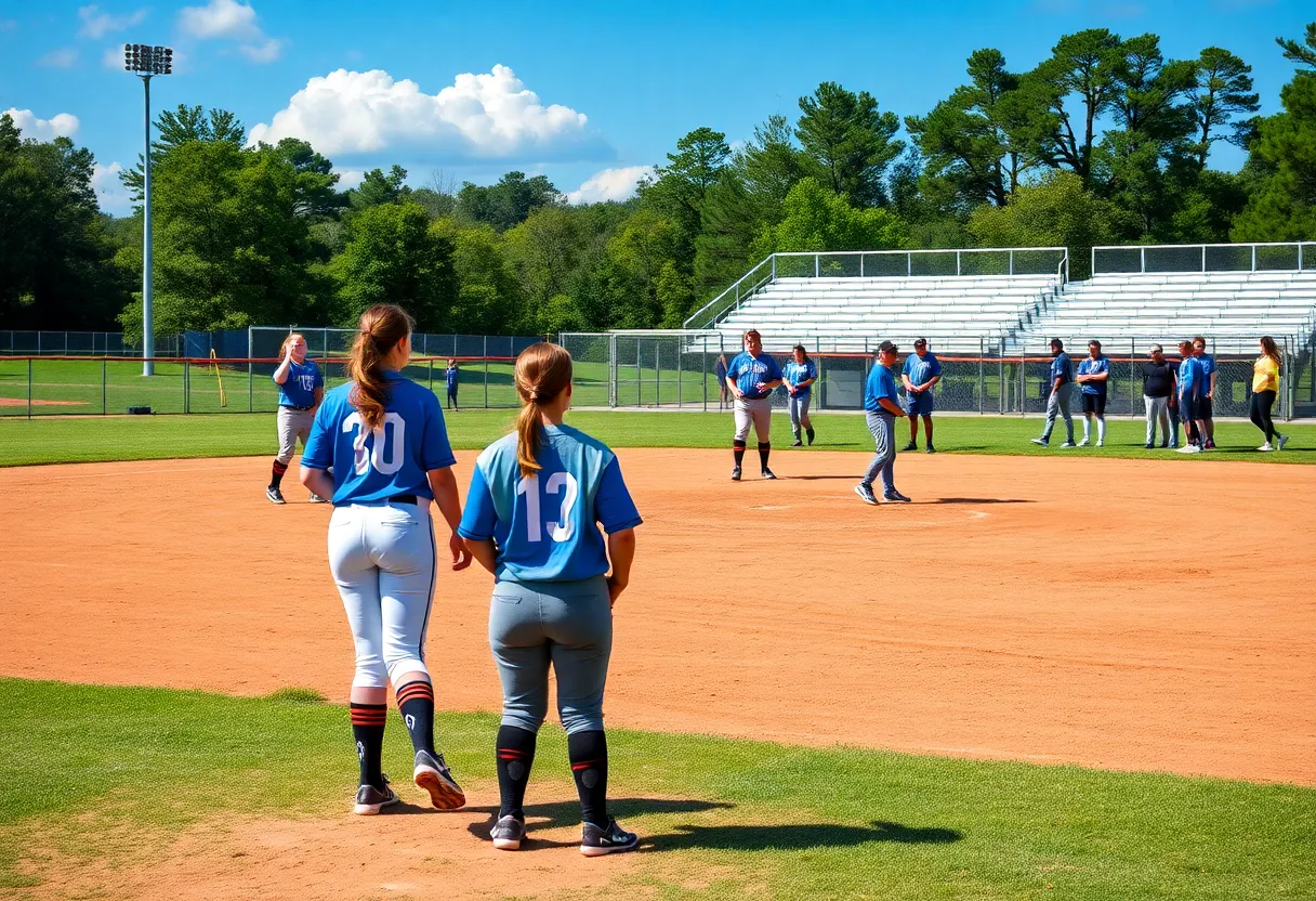 High school softball practice in Jacksonville
