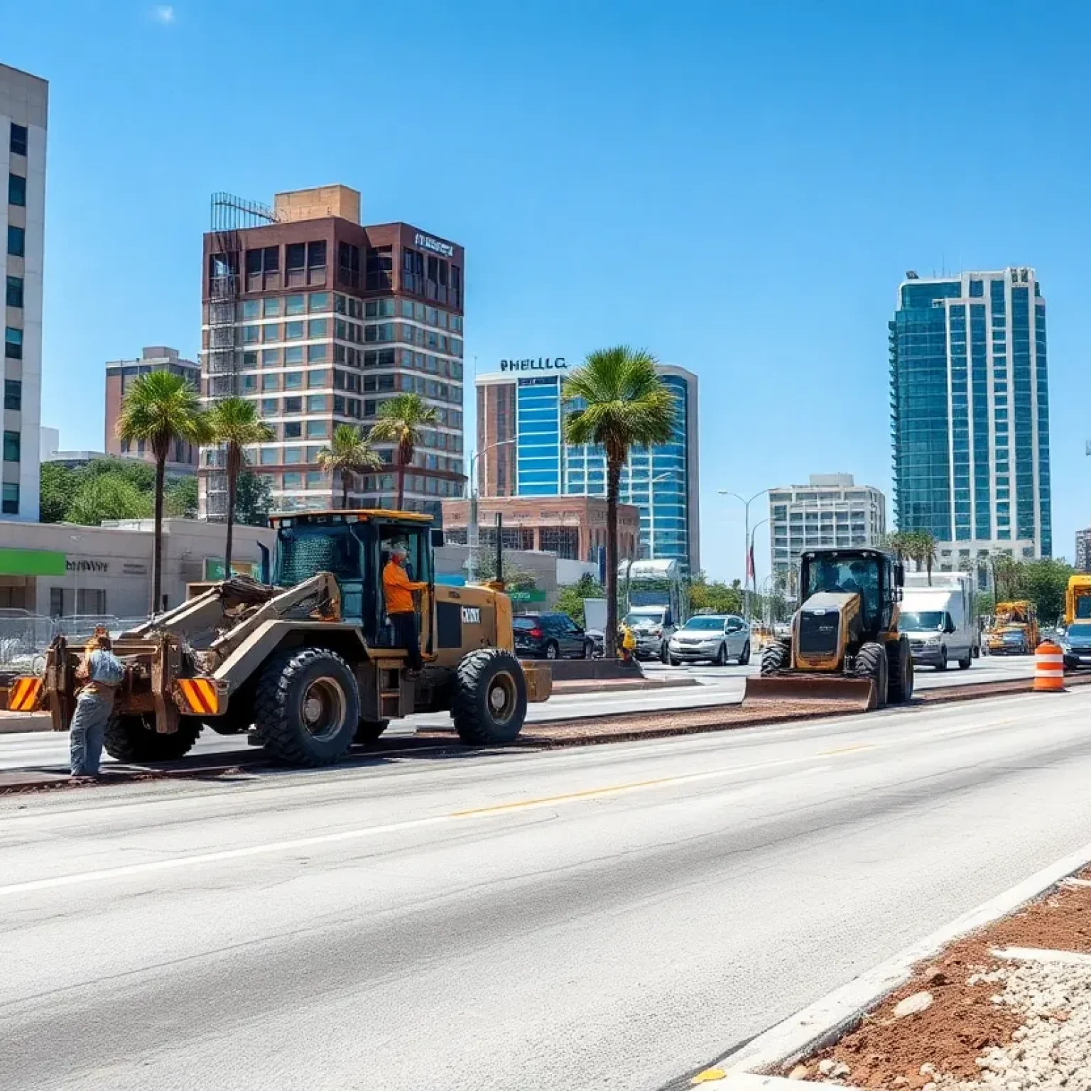 Construction site for road improvements in Jacksonville, Florida