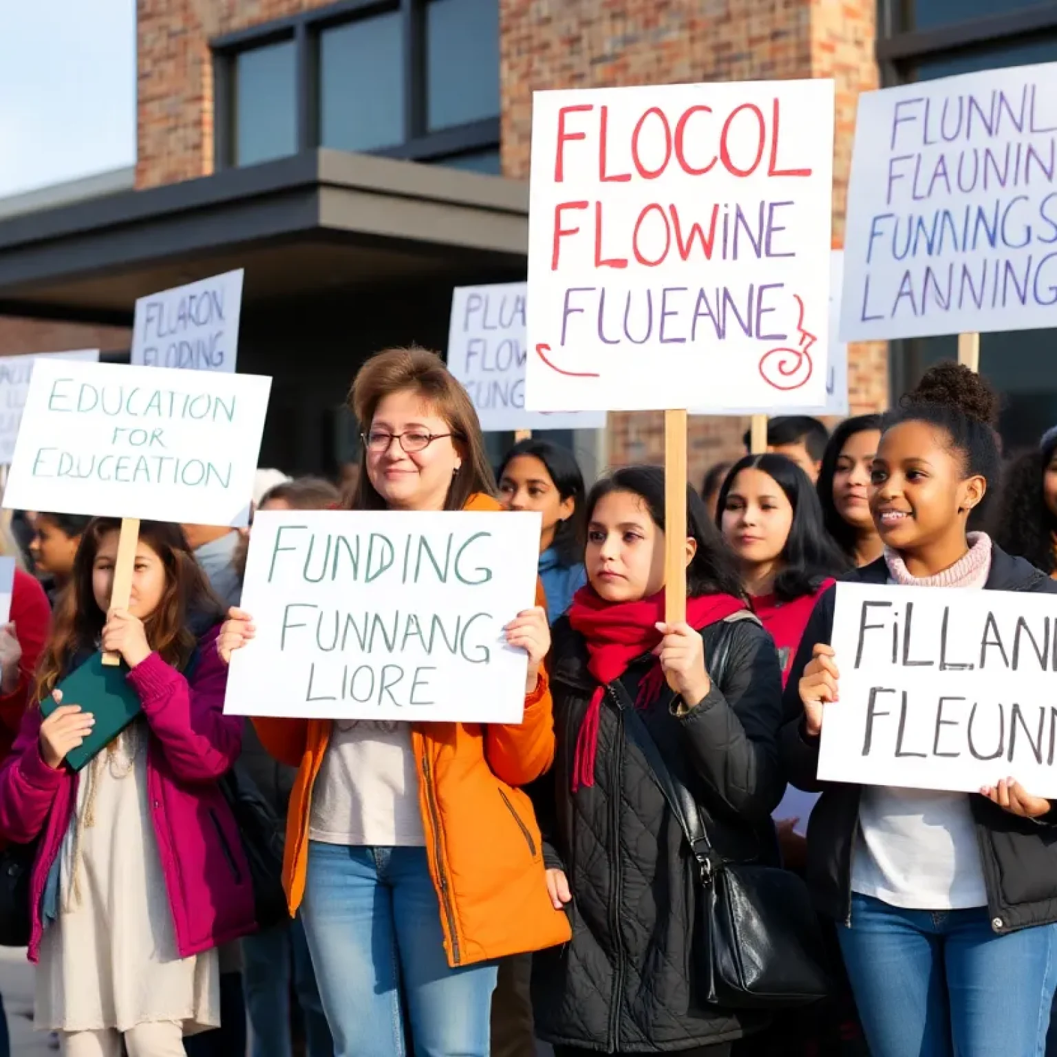 Parents and students rallying for school funding