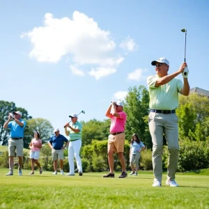 Seniors playing golf on a sunny day at the championship