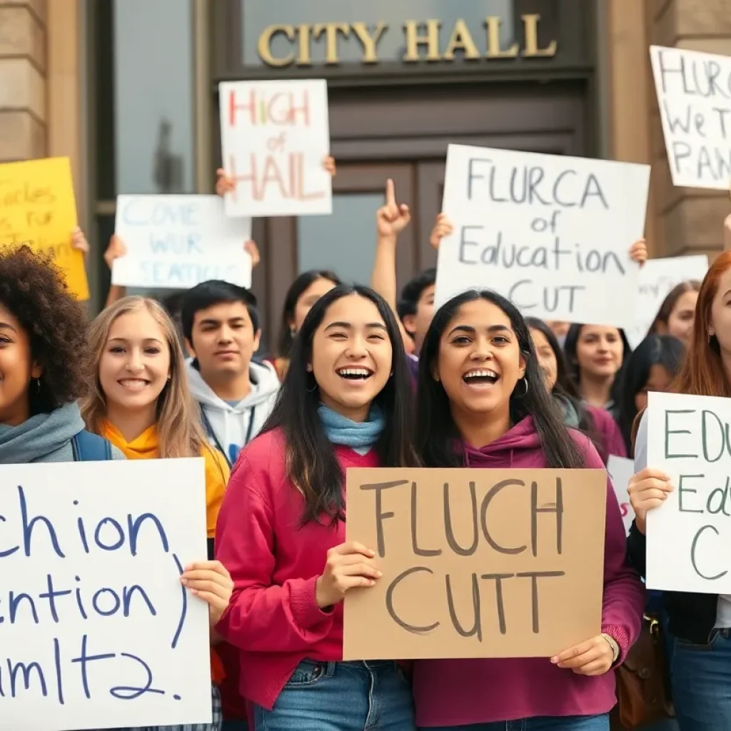 Students rallying at the Jacksonville city council meeting