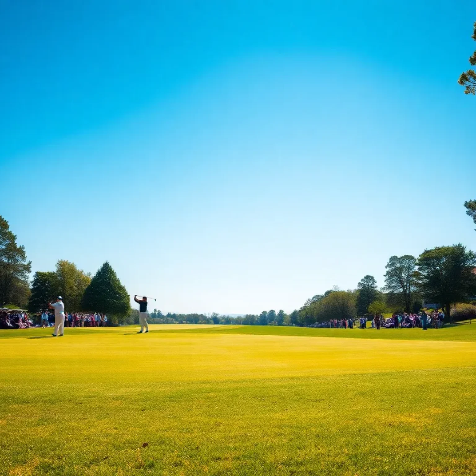 Golfers competing at a championship golf course